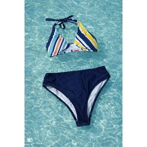 Cupshe Colorful Stripe Halter Bikini Set Size S NEW